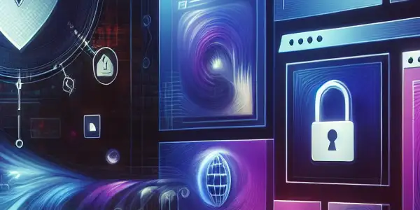 A sleek, modern adult website interface featuring vibrant content thumbnails, digital protection symbols, and a sophisticated atmosphere.